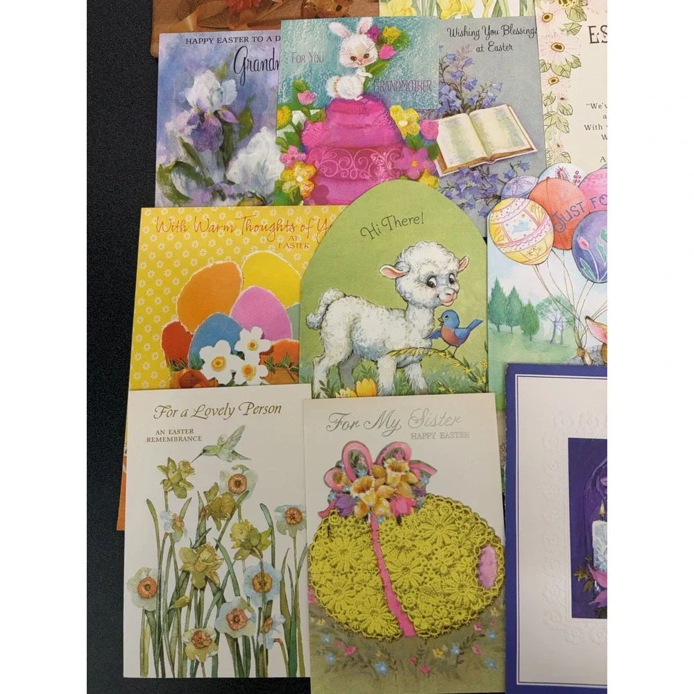 Vintage Easter Greeting Cards Fronts ONLY Scrapbooking Crafts Lot of 50+ Bunnies